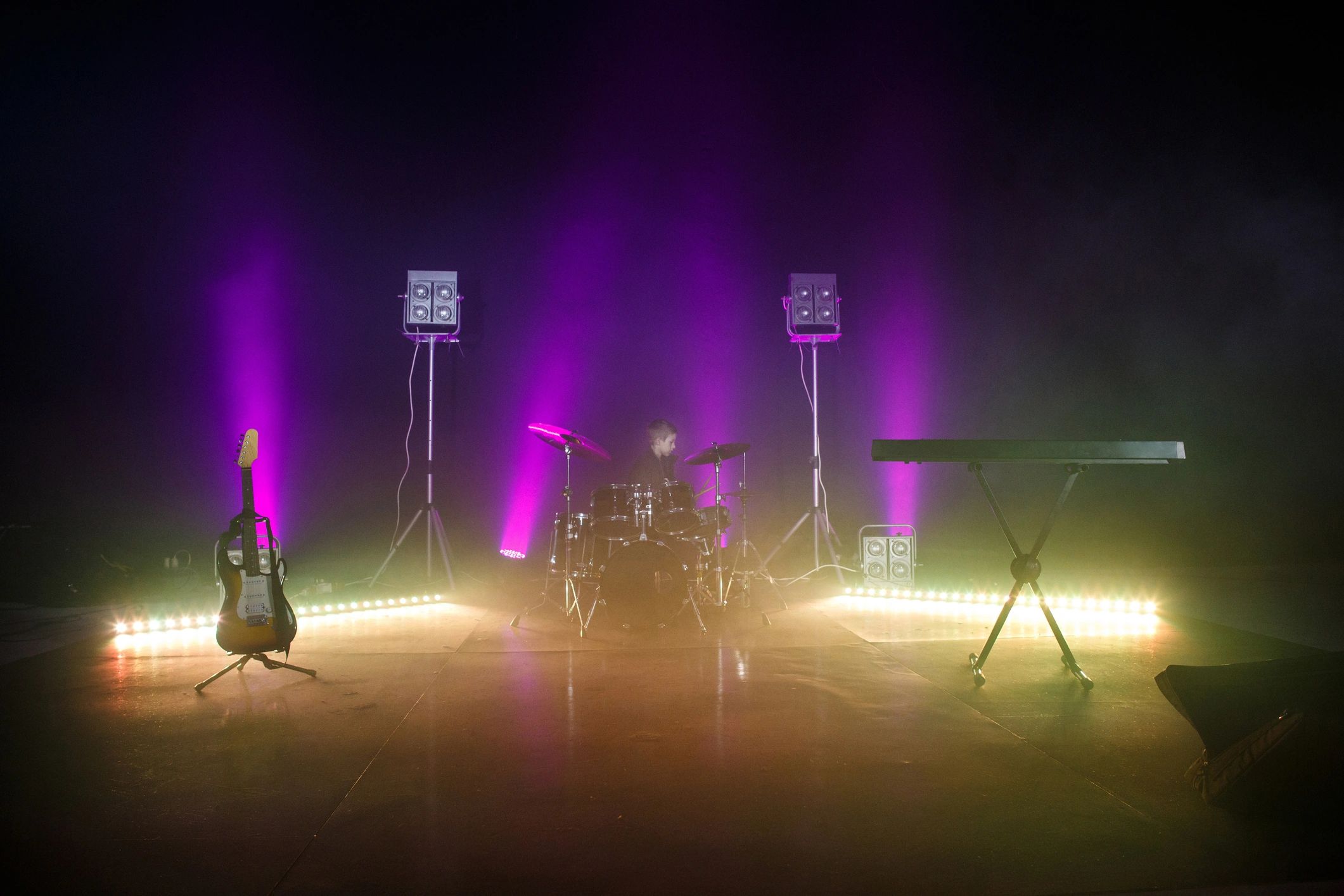Stage set with lighting and instruments
